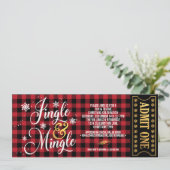 Buffalo Check Jingle and Mingle Kerstparty Kaart (Staand voorkant)