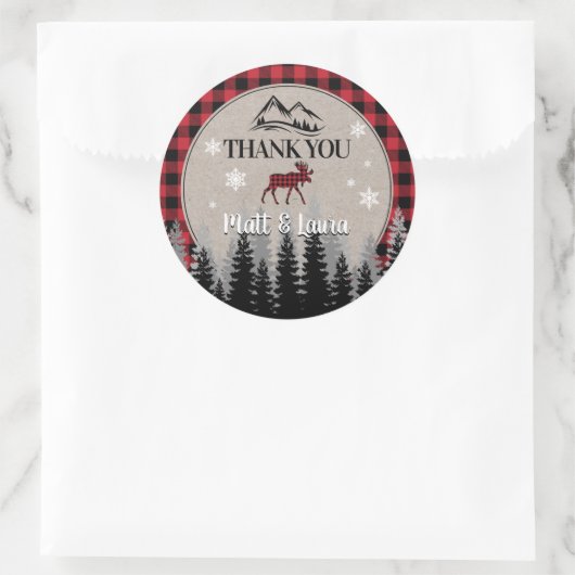 Buffalo Check Lumberjack Hartelijk dank Ronde Sticker (Tas)