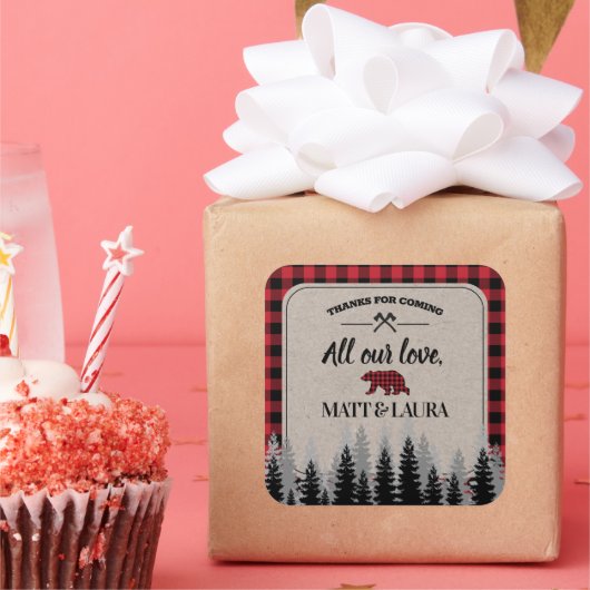 Buffalo Check Lumberjack Hartelijk dank Vierkante Sticker (Feest)