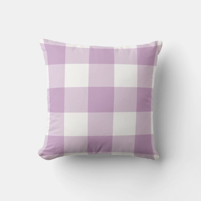 Buffalo Check Pastel Lavender Paars Kussen (Voorkant)