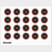 Buffalo Check Pattern Monogram Aangepaste kleuren  Ronde Sticker (Vel)