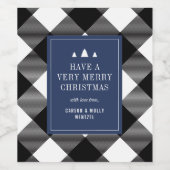 Buffalo Check Plaid Christmas Gepersonaliseerd cad Wijn Etiket (Enkel label)