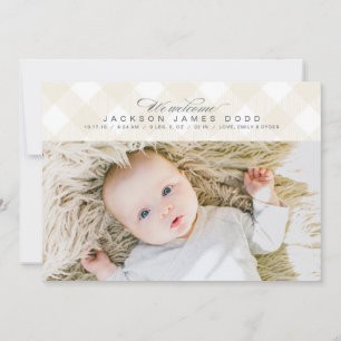 Buffalo Check Plaid Faire-part de naissance neutre