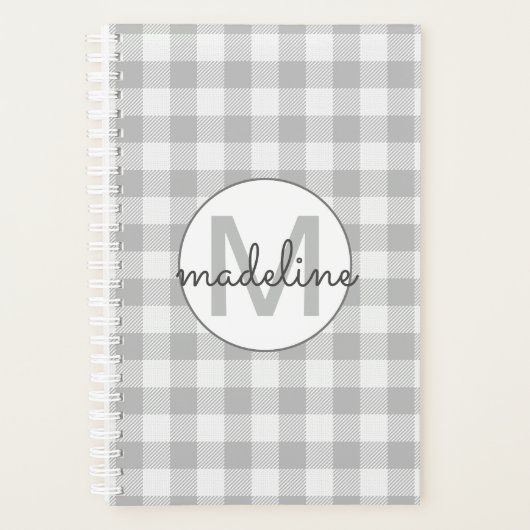 Buffalo Check|Plaid Grijs Monogrammed Boerderij Planner (Voorkant)