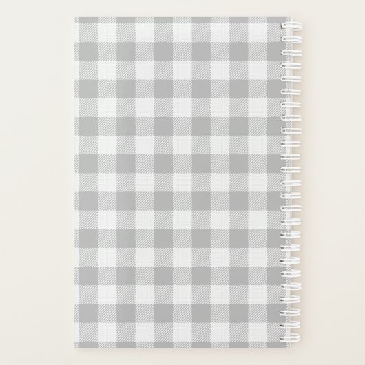 Buffalo Check|Plaid Grijs Monogrammed Boerderij Planner (Achterkant)