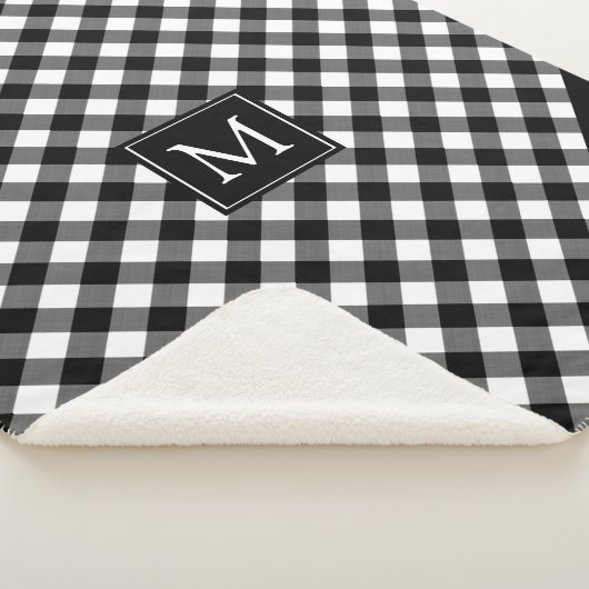 Buffalo Check Plaid Monogramme Nom noir et blanc (3/4)