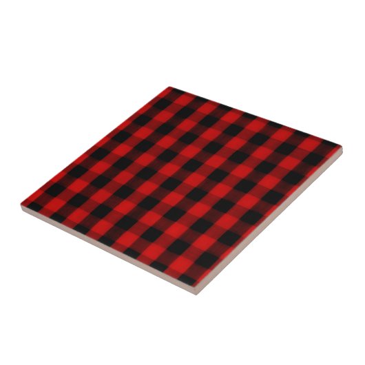 Buffalo Check Rood en Zwart Plaid Tegeltje (Zijkant)