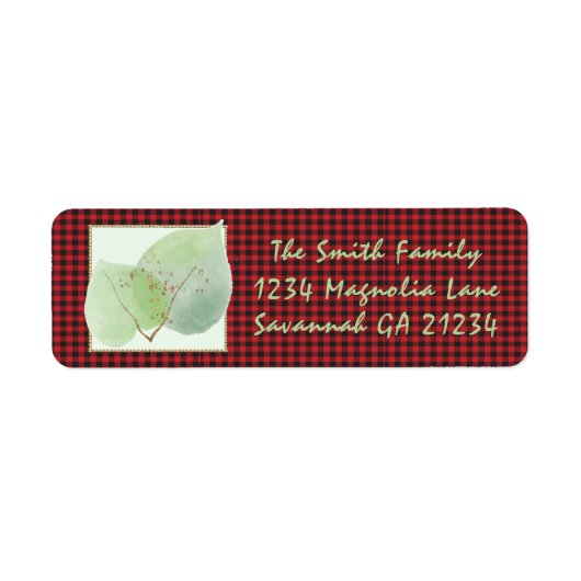 Buffalo Check Script Botanische adresterugkeer Etiket (Voorkant)