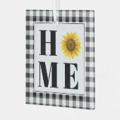 Buffalo check sunflower "Home" Glas Ornament (Voorkant links)