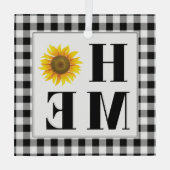 Buffalo check sunflower "Home" Glas Ornament (Achterkant)