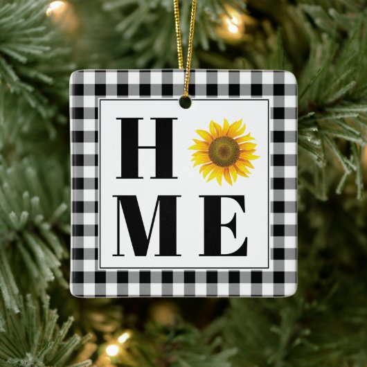 Buffalo check sunflower "Home" Keramisch Ornament (Boom)