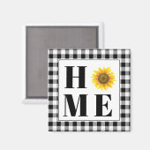 Buffalo check sunflower "Home" Magneet (Voorkant / Achterkant)