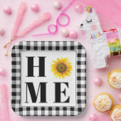 Buffalo check sunflower "Home" Papieren Bordje (Feest)