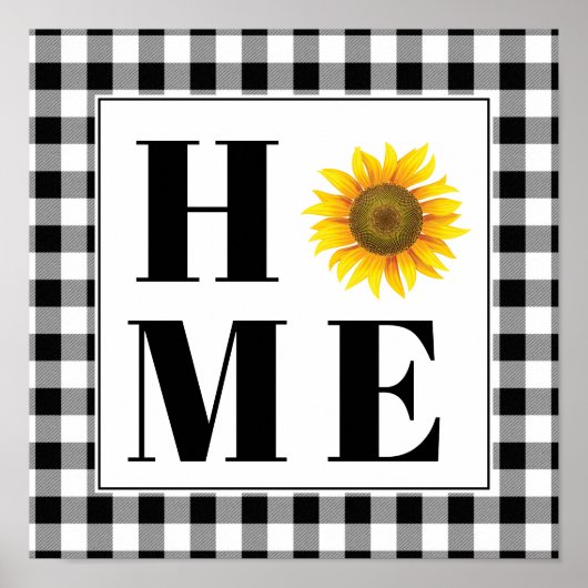 Buffalo check sunflower "Home" Poster (Voorkant)