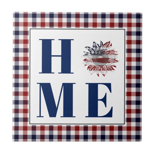 Buffalo check sunflower "Home" Tegeltje (Voorkant)