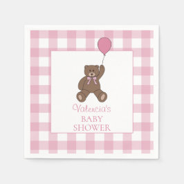 Buffalo Check Teddy Bear and Balloon Baby Shower Servet