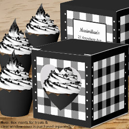 Buffalo Check - Zwart en Wit - Hart Favoriet Box Bedankdoosjes