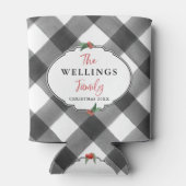 Buffalo Check Zwart & Wit Kerstfeest Gedateerd Blikjeskoeler (Achterkant)