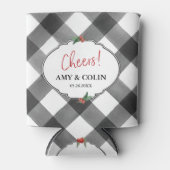 Buffalo Check Zwart & Wit Proost Huwelijk Custom Blikjeskoeler (Voorkant)