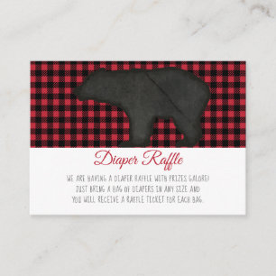 Buffalo Check Zwarte Beer Baby Jongen Luier Raffle Informatiekaartje