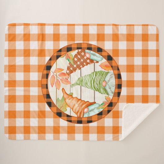 Buffalo Citrouille Cosy Plaid Gnome Sherpa Blanket (Devant (Horizontal))