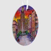 Buffalo City Hall hand-drawn hand-schilderd Ornament (voorkant)