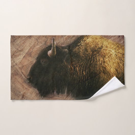 Buffalo de bison de bois (Serviette à main)