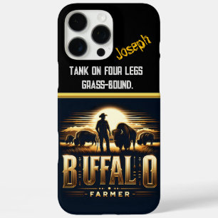Buffalo Farmer Tending to Bison bij zonsondergang iPhone 16 Pro Max Hoesje