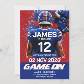 Buffalo Football Birthday Invitation Kaart