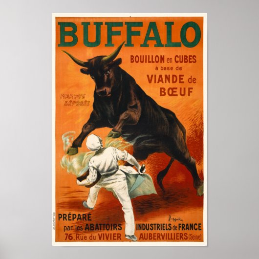 Buffalo France Poster vintage 1900 (Devant)