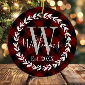 Buffalo Geplaatste monogram naam Kerstmis Keramisch Ornament