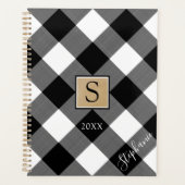 Buffalo Geplakt monogram Naam zwart wit Planner (Voorkant)