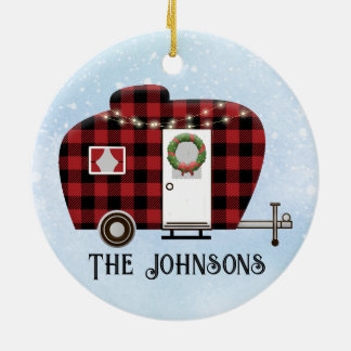 Buffalo geruite Camper Kerst Ornament