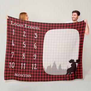 Buffalo geruite eland houthakkers baby mijlpaal fleece deken