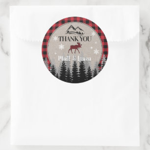 Buffalo geruite Houthakker Bedankt Ronde Sticker