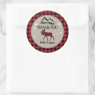 Buffalo geruite houtvester bedankt ronde sticker