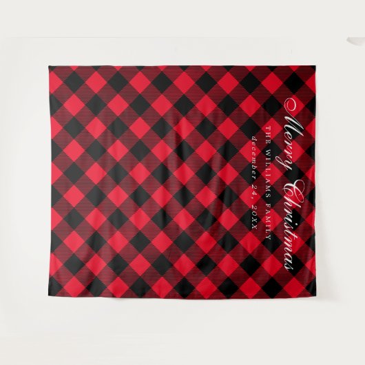 Buffalo geruite kerst foto booth achtergrond wandkleed (Voorkant (horizontaal))