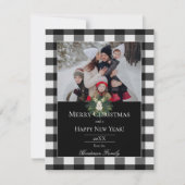 Buffalo geruite kerst(re)rendier kerstfoto feestdagenkaart (Voorkant)