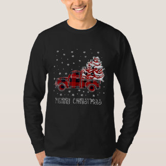 Buffalo geruite rode truck vintage Kerstmis landel T-shirt