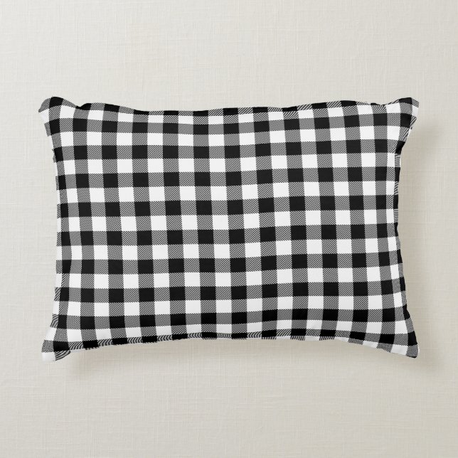 Buffalo Gingham Black en White Check Pset Accent Kussen (Voorkant)