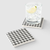 Buffalo Gingham Black en White Check Pset Throw Stenen Onderzetter (Zijkant)