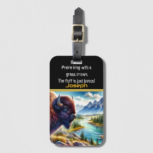 Buffalo Grazing beroemd gemaakt door The Lush Rive Bagagelabel (Voorkant (verticaal))