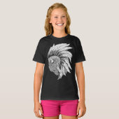 Buffalo Head avec coiffure indienne T-Shirt pour e (Devant entier)