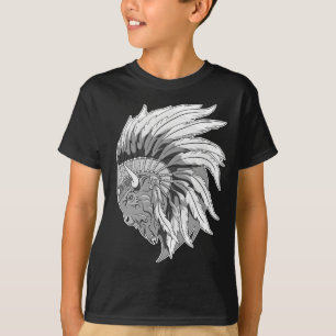 Buffalo Head avec coiffure indienne T-Shirt pour e