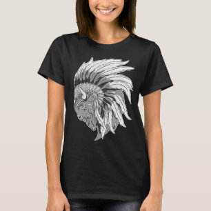 Buffalo Hoofd met indianese hoofdstad T-shirt voor