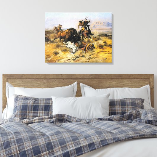 Buffalo Hunt Canvas Afdruk (Insitu (Slaapkamer))