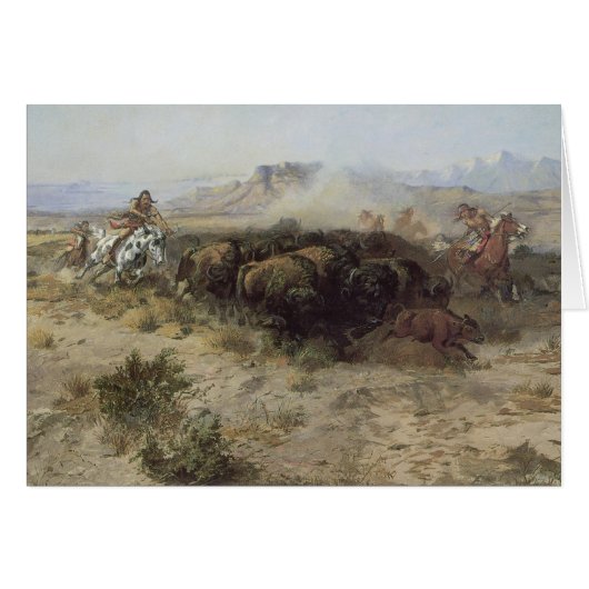 Buffalo Hunt No. 26 van CM Russell,  Indiërs (Voorkant Horizontaal)