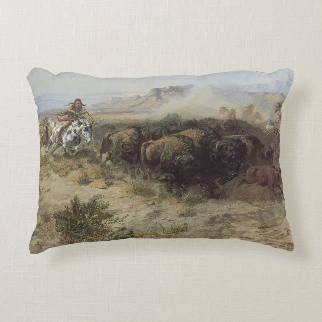 Buffalo Hunt No. 26 van CM Russell,  Indiërs Accent Kussen (Voorkant)
