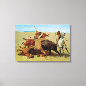 Buffalo Hunt van Remington,  Native American Canvas Afdruk (Voorkant)
