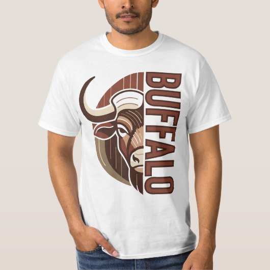 buffalo illustration with typo tee design t-shirt (Voorkant)